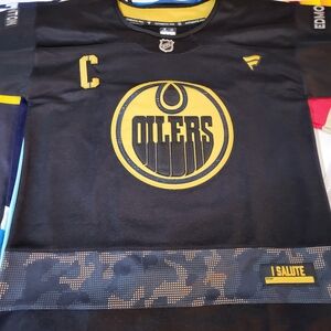 Mens And Women Sizes Mcdavid Black and Gold Special Military Oilers Jerseys
